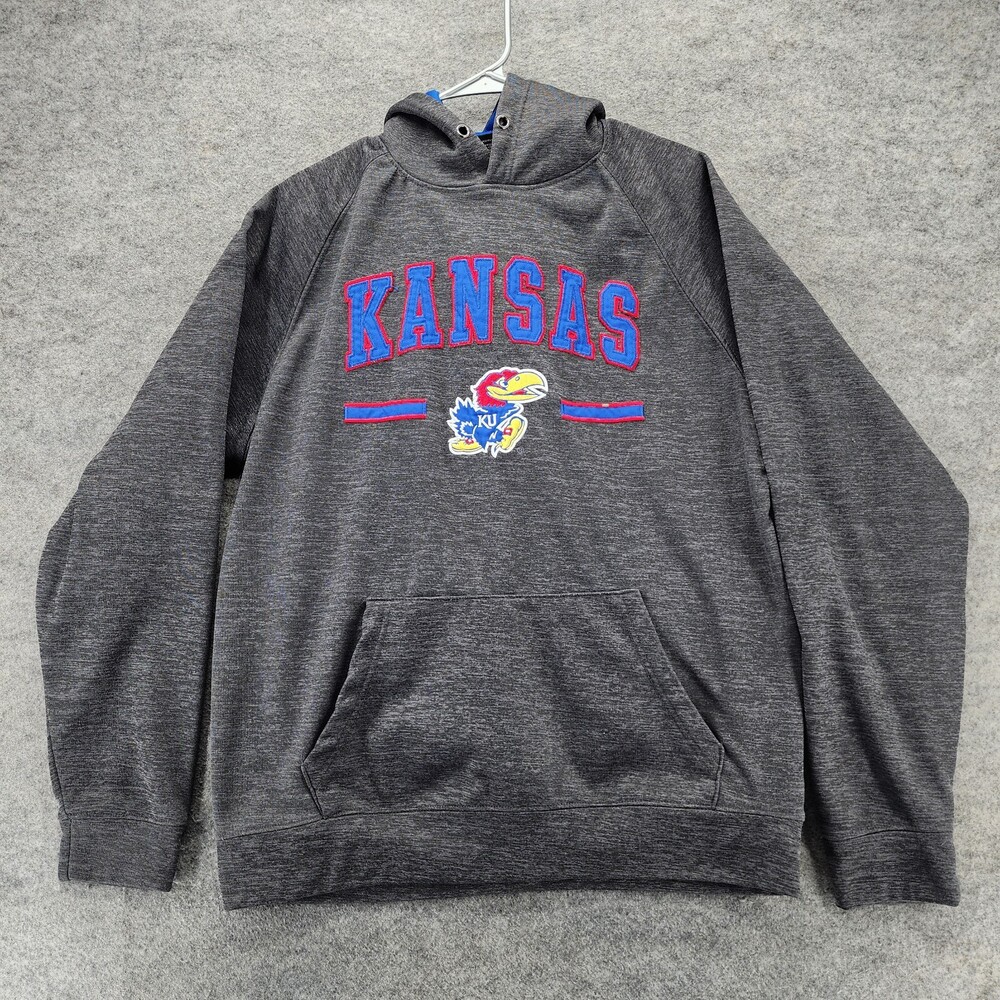 Kansas Jayhawks Hoodie Mens Small Colosseum Athletics Gray